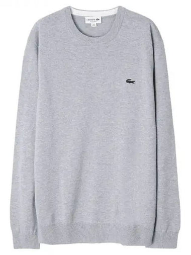 Embroidery Logo Crewneck Cotton Sweatshirt Grey - LACOSTE - BALAAN 1