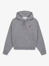 Heart Small Logo Hoodie Grey - AMI - BALAAN 2