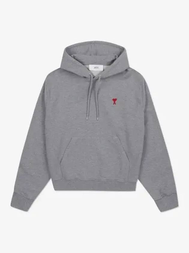 Heart Small Logo Hoodie Grey - AMI - BALAAN 2