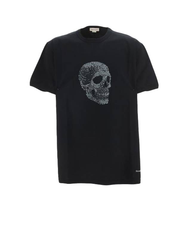 Men's School Print Cotton Short Sleeve T-Shirt Black - ALEXANDER MCQUEEN - BALAAN 2