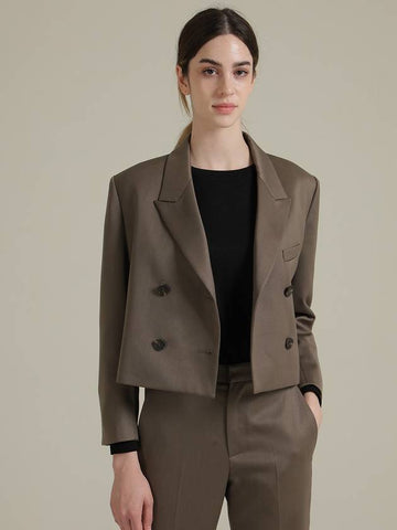 Semiwide autumn brown cropped mini wool jacket - RS9SEOUL - BALAAN 1