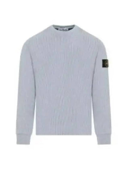 Compass Badge Crew Neck Ribbed Cotton Knit Top Sky Blue - STONE ISLAND - BALAAN 2