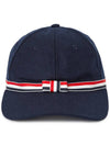 Bow Grosgrain Wool Flannel Ball Cap Navy - THOM BROWNE - BALAAN 3