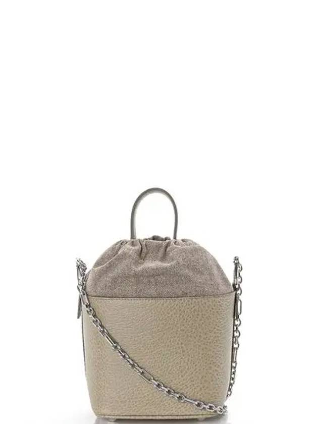 5AC Number Logo Texture Leather Bucket Bag Bleach - MAISON MARGIELA - BALAAN 4