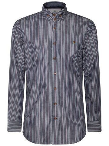 Vivienne Westwood Navy Blue Cotton Orb Shirt - VIVIENNE WESTWOOD - BALAAN 1