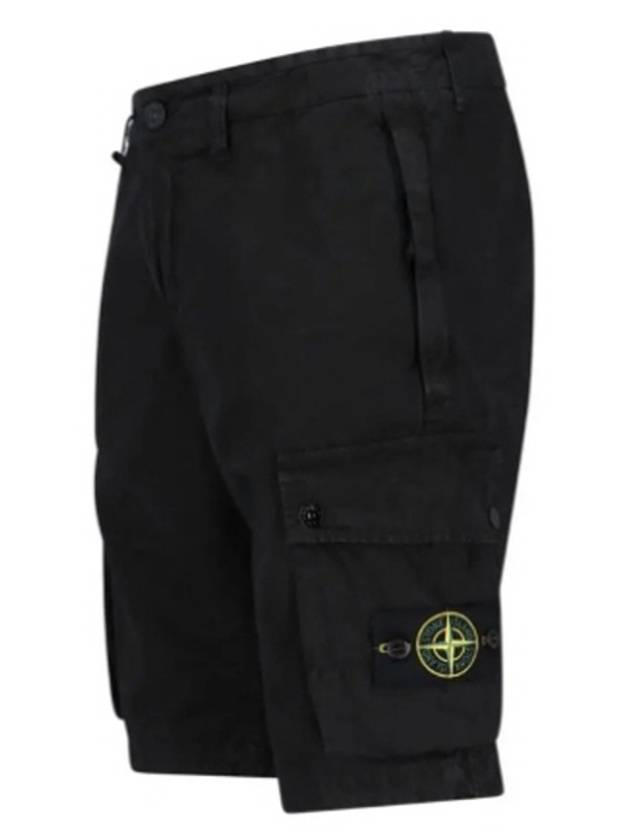 Logo Cotton Slim Cargo Shorts Black - STONE ISLAND - BALAAN 9