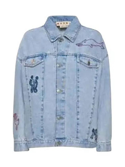 Overfit Embroidered Denim Jacket Illusion Blue - MARNI - BALAAN 2