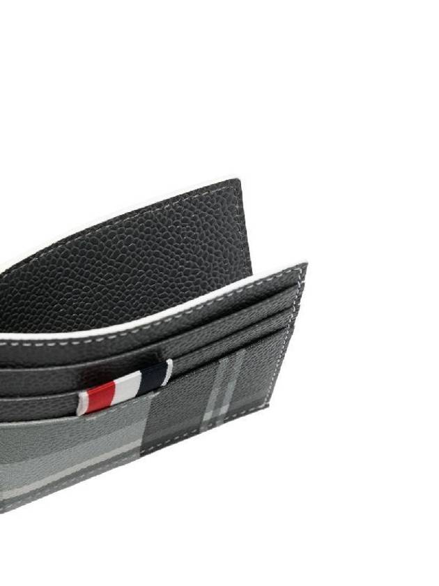 4-Bar Madras Pebble Grain Leather Card Wallet - THOM BROWNE - BALAAN 3