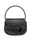 1DR Round Logo Leather Mini Shoulder Bag Black - DIESEL - BALAAN 2