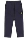 Logo Badge Fleece Regular Fit Jogger Pants Navy - STONE ISLAND - BALAAN 2