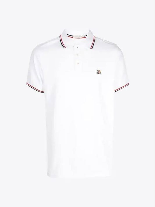 Men's Logo Patch Polo Short Sleeve T-Shirt White 8A70300 84556 001 - MONCLER - BALAAN 1