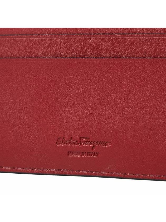 Men's Double Gancini Decorative Card Wallet 66 A302 NERO RED 0698914 - SALVATORE FERRAGAMO - BALAAN 10