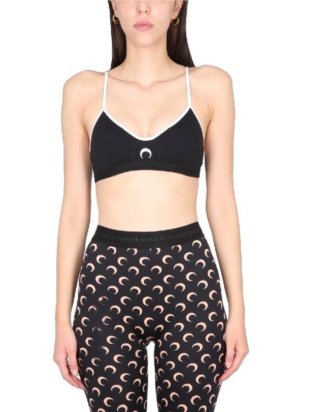 Moon Logo Contrast Bra Black - MARINE SERRE - BALAAN 6