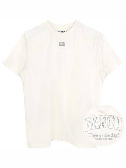 Logo Cotton Short Sleeve T-Shirt White - GANNI - BALAAN 2