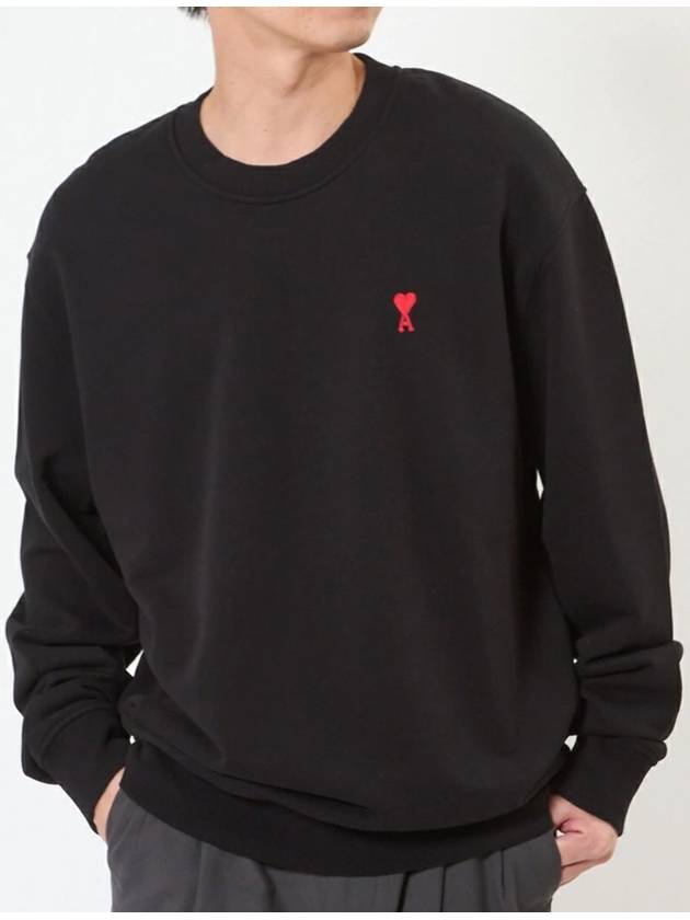 Small Heart Logo Sweatshirt Black - AMI - BALAAN 3