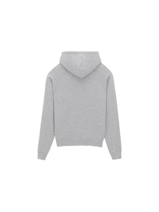 Logo Kangaroo Pocket Fleece Hoodie Grey - SAINT LAURENT - BALAAN 3