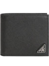 Triangle Logo Saffiano Half Wallet Black - PRADA - BALAAN 2