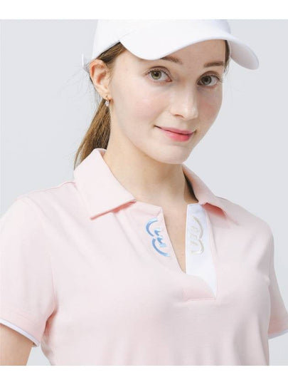 Golf Open Neck Shirt Collar Light Pink Short Sleeve T-Shirt DO3222TS03 - DOYOUKNOWMC GOLF WEAR - BALAAN 2