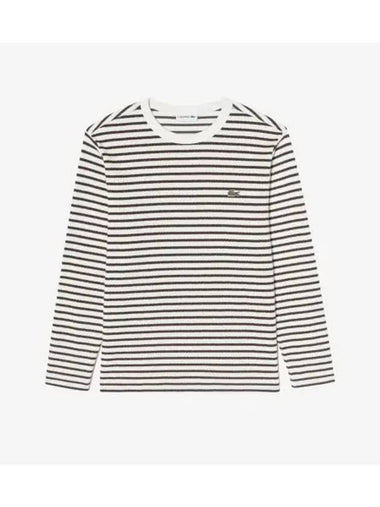 Men s long sleeve striped t shirt dark brown - LACOSTE - BALAAN 1