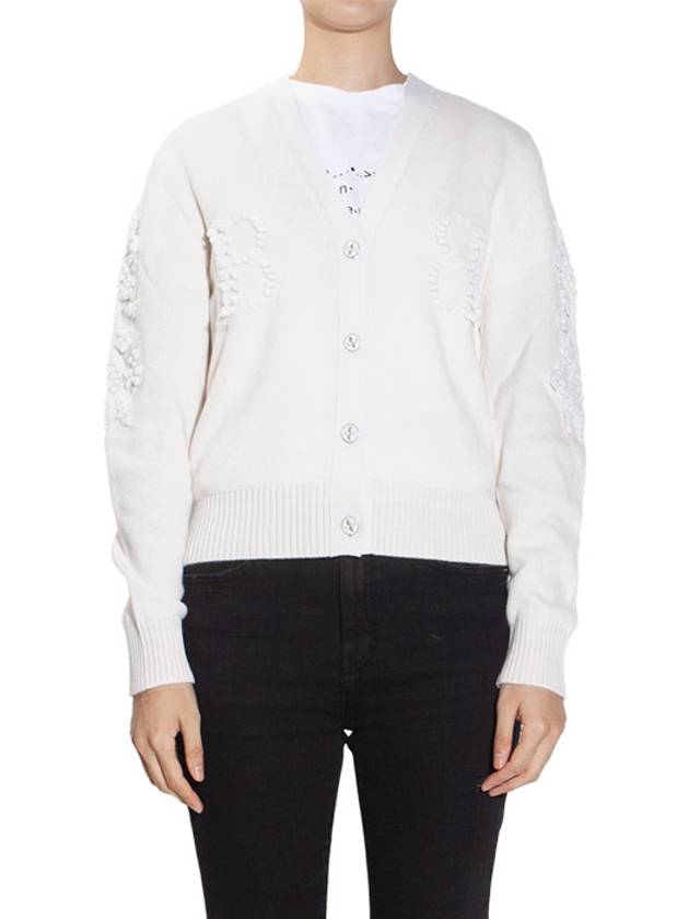 B Logo Cashmere Cardigan White - BARRIE - BALAAN 1