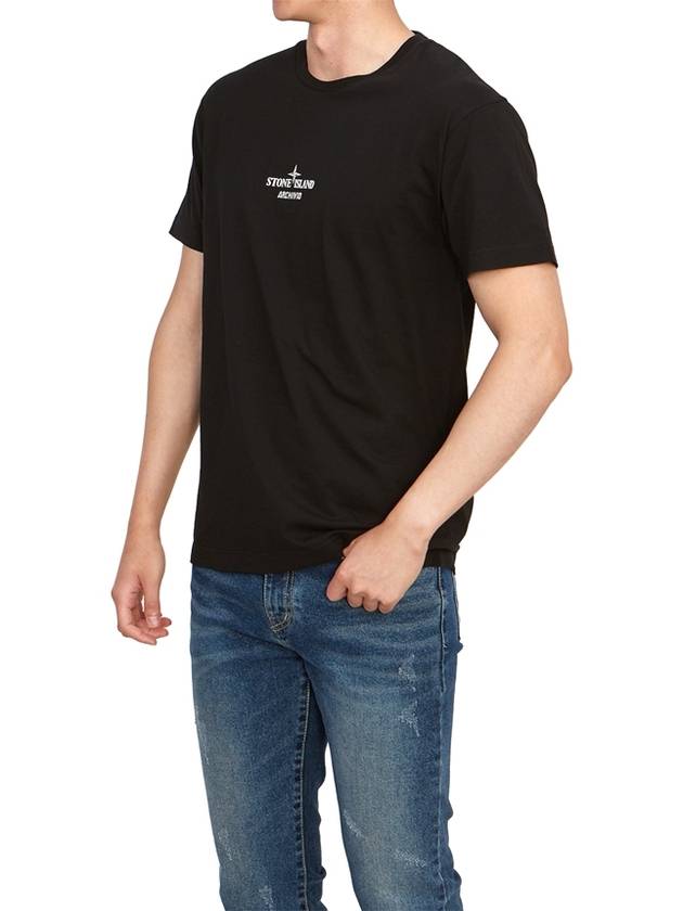 Archivio Cotton Short Sleeve T Shirt Black - STONE ISLAND - BALAAN 5