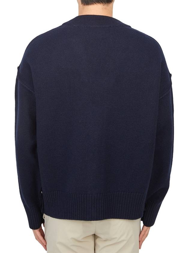 De Coeur Logo Wool Cardigan Navy - AMI - BALAAN 4