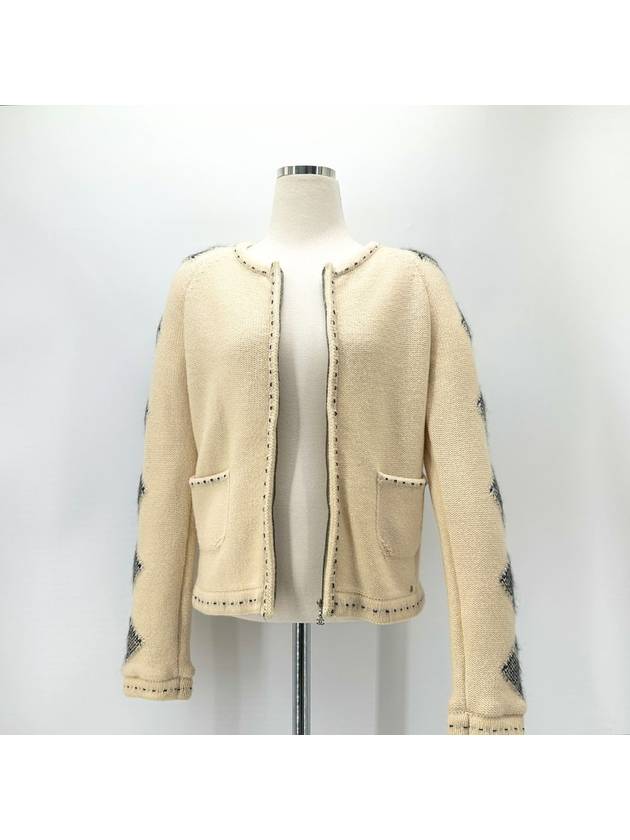 Logo argyle knit zip up jacket - CHANEL - BALAAN 2