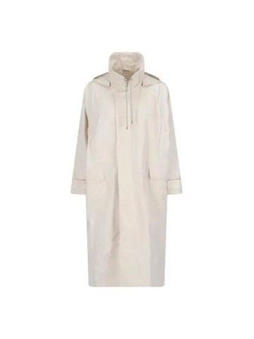 HIGH DENSITY HOODED COAT A23SC03PC IVORY - AURALEE - BALAAN 1