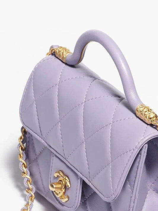 Handle decoration mini flap bag light purple gold plated AS4956 B16867 NY559 - CHANEL - BALAAN 2