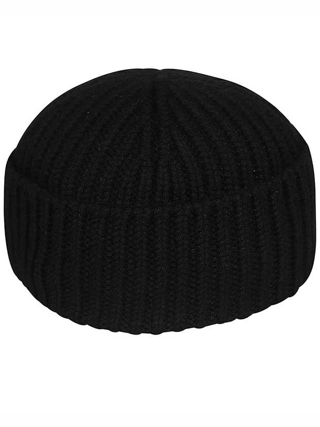 Rib Wool Label Beanie Black - GUCCI - BALAAN 3