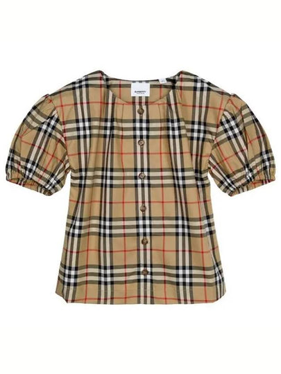 Kids Vintage Check Short Sleeve Blouse Beige - BURBERRY - BALAAN 2