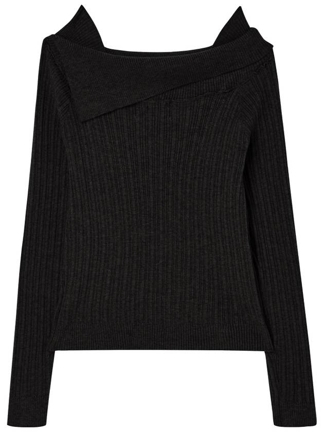 Off shoulder slim ribbed knit Black - THE GREEN LAB - BALAAN 5