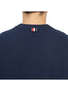 Textured Cotton Stripe Short Sleeve T-Shirt Navy - THOM BROWNE - BALAAN 10