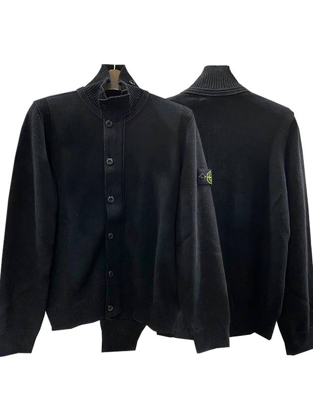 Kids Waffen Patch Wool Zip up Cardigan 10 12 Black 7916503Z1 V0029 - STONE ISLAND - BALAAN 1