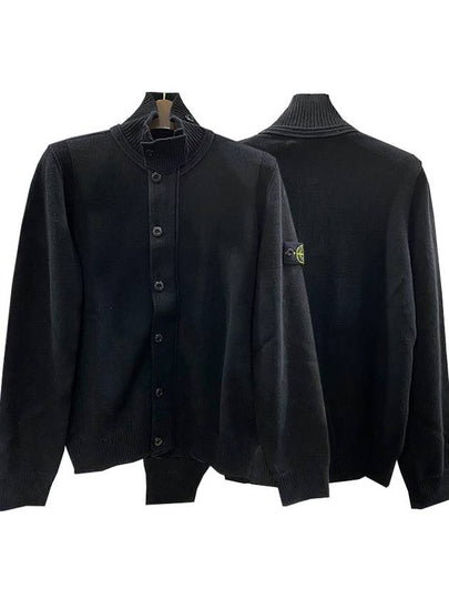 Kids Waffen Patch Full Zip Up Knit Cardigan Black - STONE ISLAND - BALAAN 2