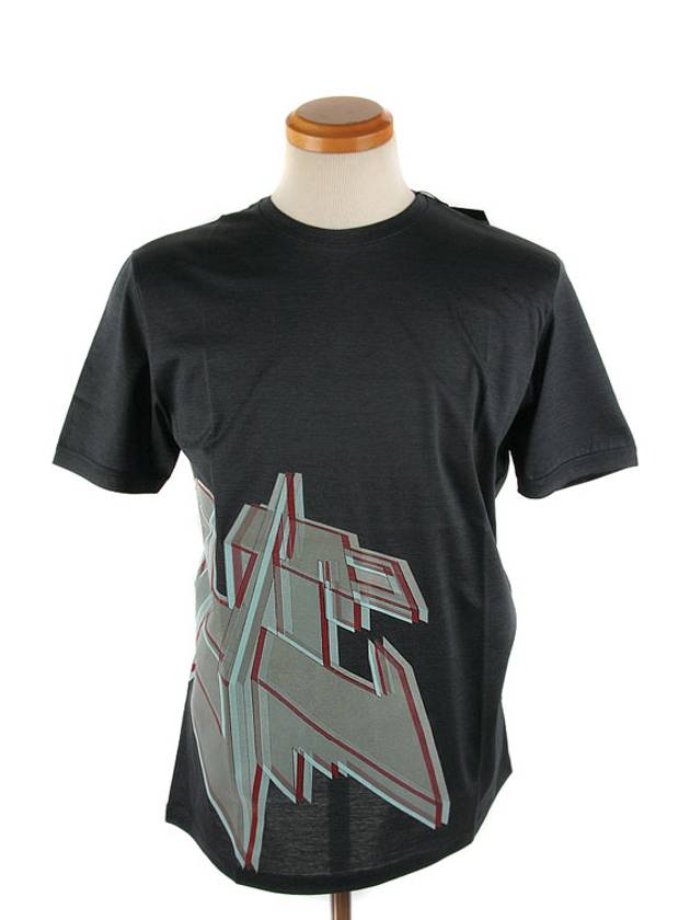 M20TS7A015 17 Slim fit Black Diagonal logo Tshirt - LANVIN - BALAAN 2