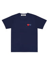 Women's Double Heart Wappen Short Sleeve T-Shirt P1 T225 2 Navy - COMME DES GARCONS PLAY - BALAAN 1