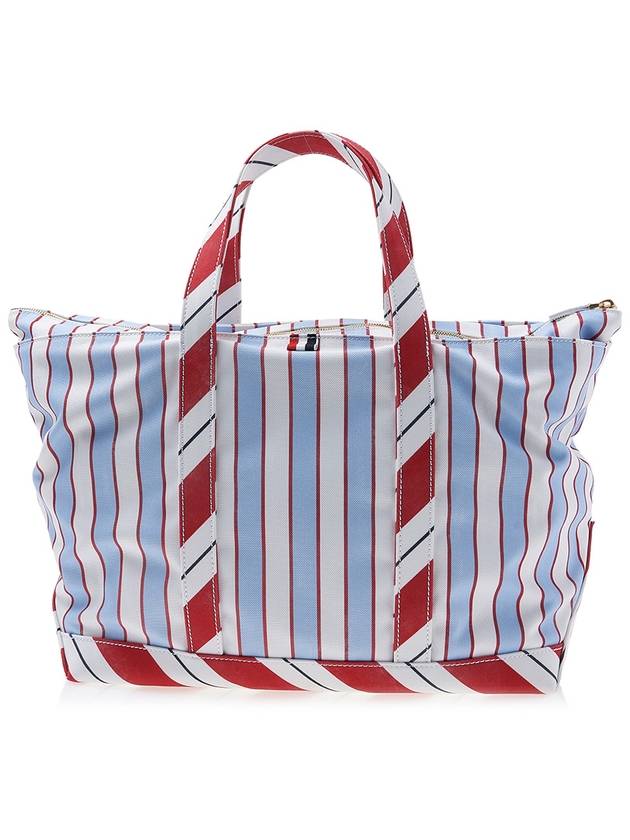 Logo Patch Stripe Tool Medium Tote Bag Light Blue - THOM BROWNE - BALAAN 4