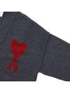 Heart Logo V Neck Wool Cardigan Heather Grey - AMI - BALAAN 5