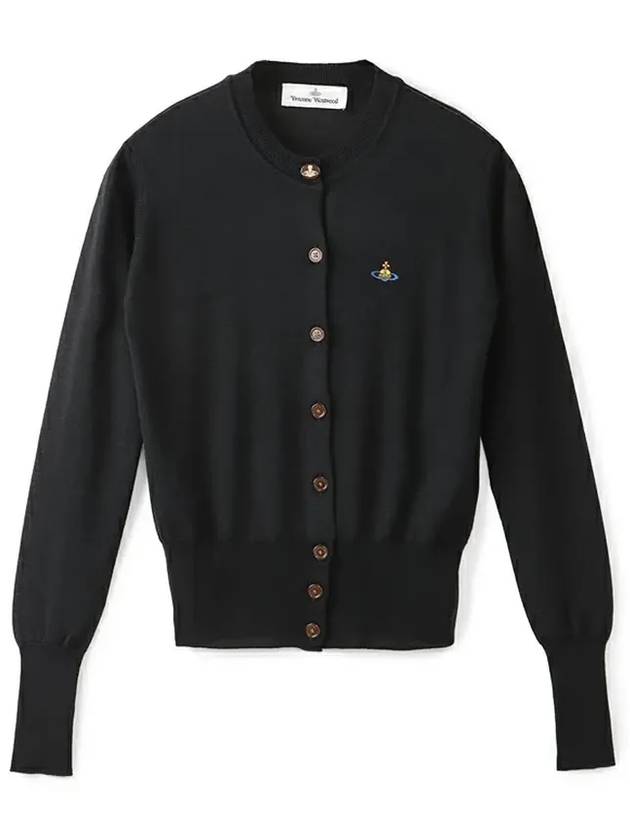 Bea Embroidered Logo Cardigan Black - VIVIENNE WESTWOOD - BALAAN 3