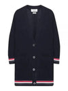 High Twist Cotton Oversized Long Cardigan Navy - THOM BROWNE - BALAAN 2