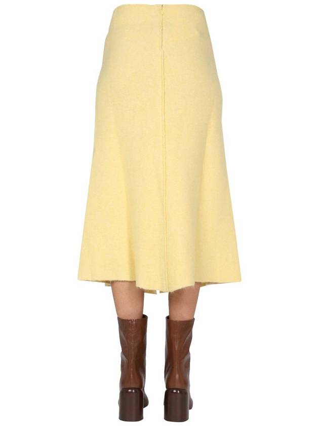 Wool Midi A-Line Skirt Yellow - JIL SANDER - BALAAN 5