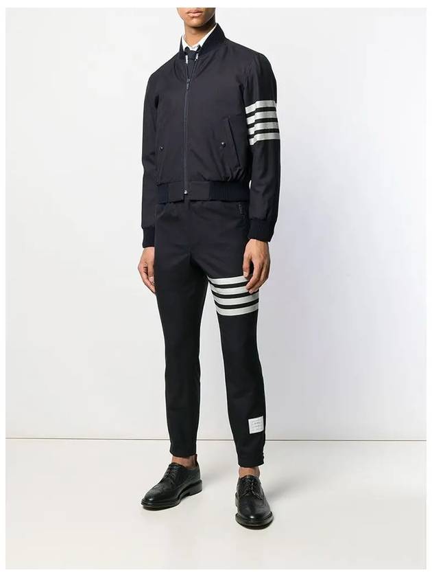 Diagonal Striped Knit Rib Blouson Bomber Jacket Navy - THOM BROWNE - BALAAN 4