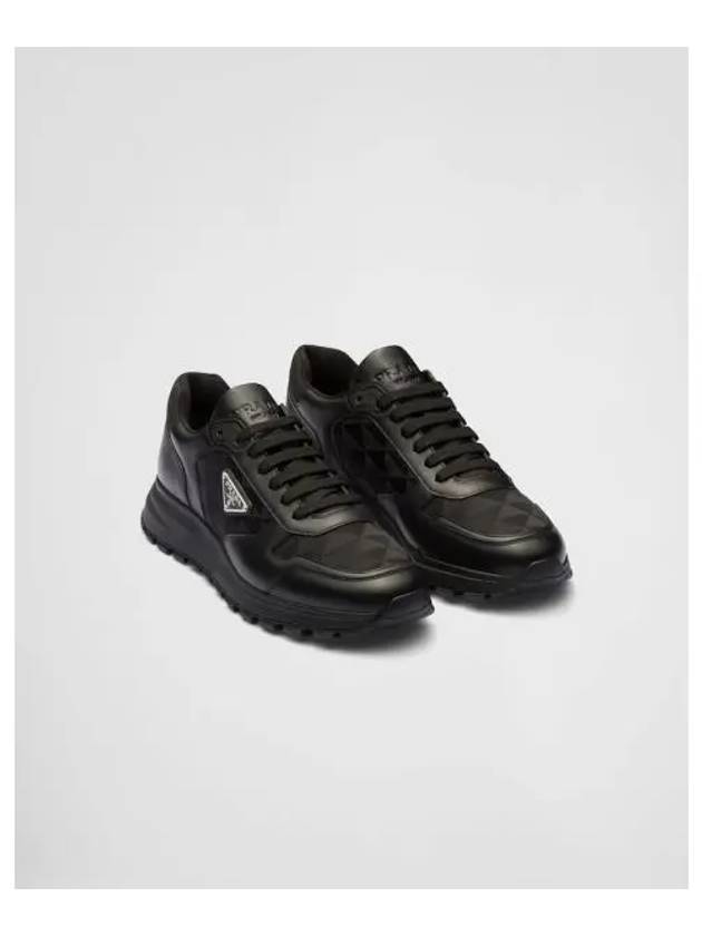 Leather Re-Nylon High Top Sneakers Black - PRADA - BALAAN 2