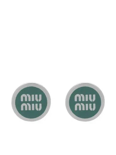 Enameled Metal Earrings Aqua Marina Blue - MIU MIU - BALAAN 2