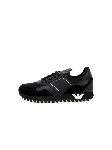 Men s Eagle Sole Suede Mesh Sneakers Black - EMPORIO ARMANI - BALAAN 1