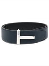 Men's T Logo Reversible Leather Belt Navy - TOM FORD - BALAAN 2