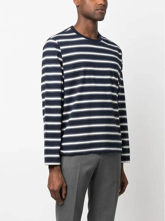 Stripe Jersey Oversized Long Sleeve T-Shirt Navy - THOM BROWNE - BALAAN 5