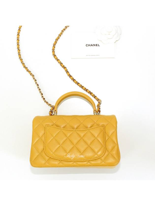 Top Handle Lambskin Mini Flap Cross Bag Yellow - CHANEL - BALAAN 6