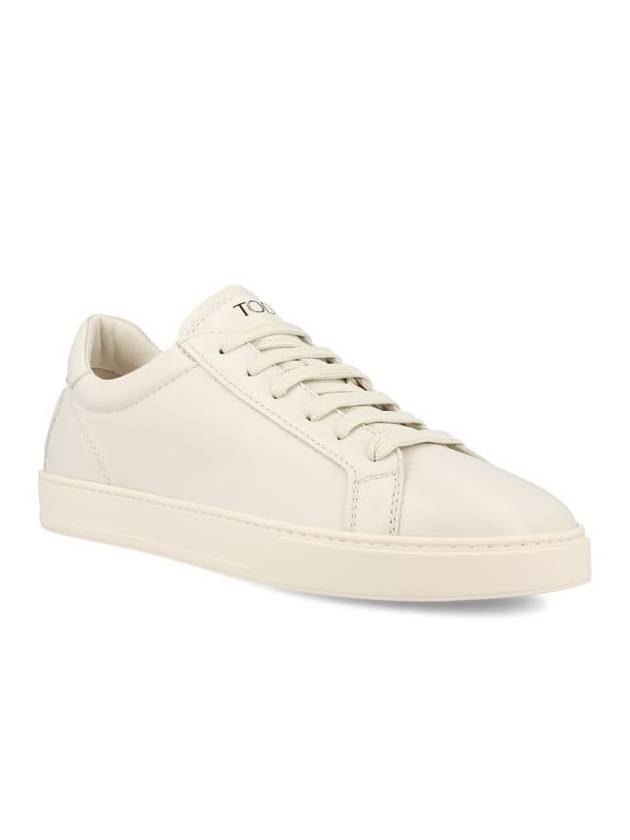 Men's Lace Up Leather Low Top Sneakers Milk White - TOD'S - BALAAN 3